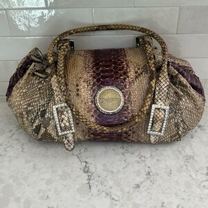 Albert Chloe metallic python bag